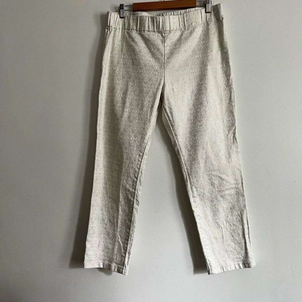 Soft Surroundings Gold Metallic Crop Slim Leg Pull On Pants Size XLP